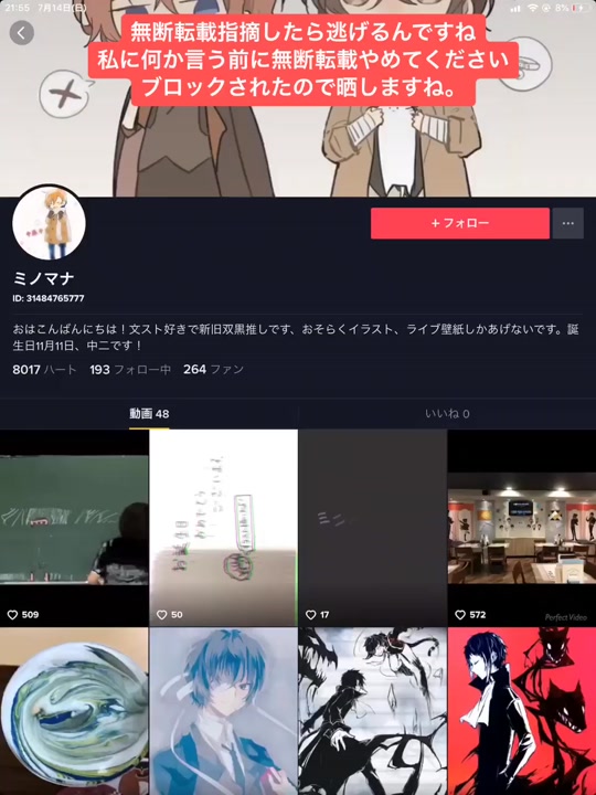 先程の愚痴動画で私に文句 言ってきた方に無断転載指摘したら逃げられました Otyatyanosukemaru Tiktok Video